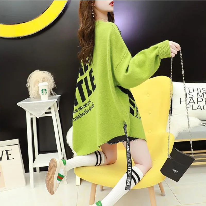 Fashion Letter Pullover Sweater Women