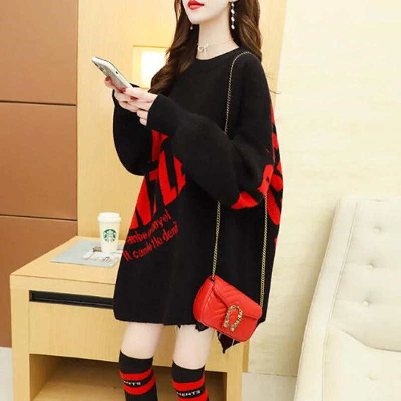 Fashion Letter Pullover Sweater Women