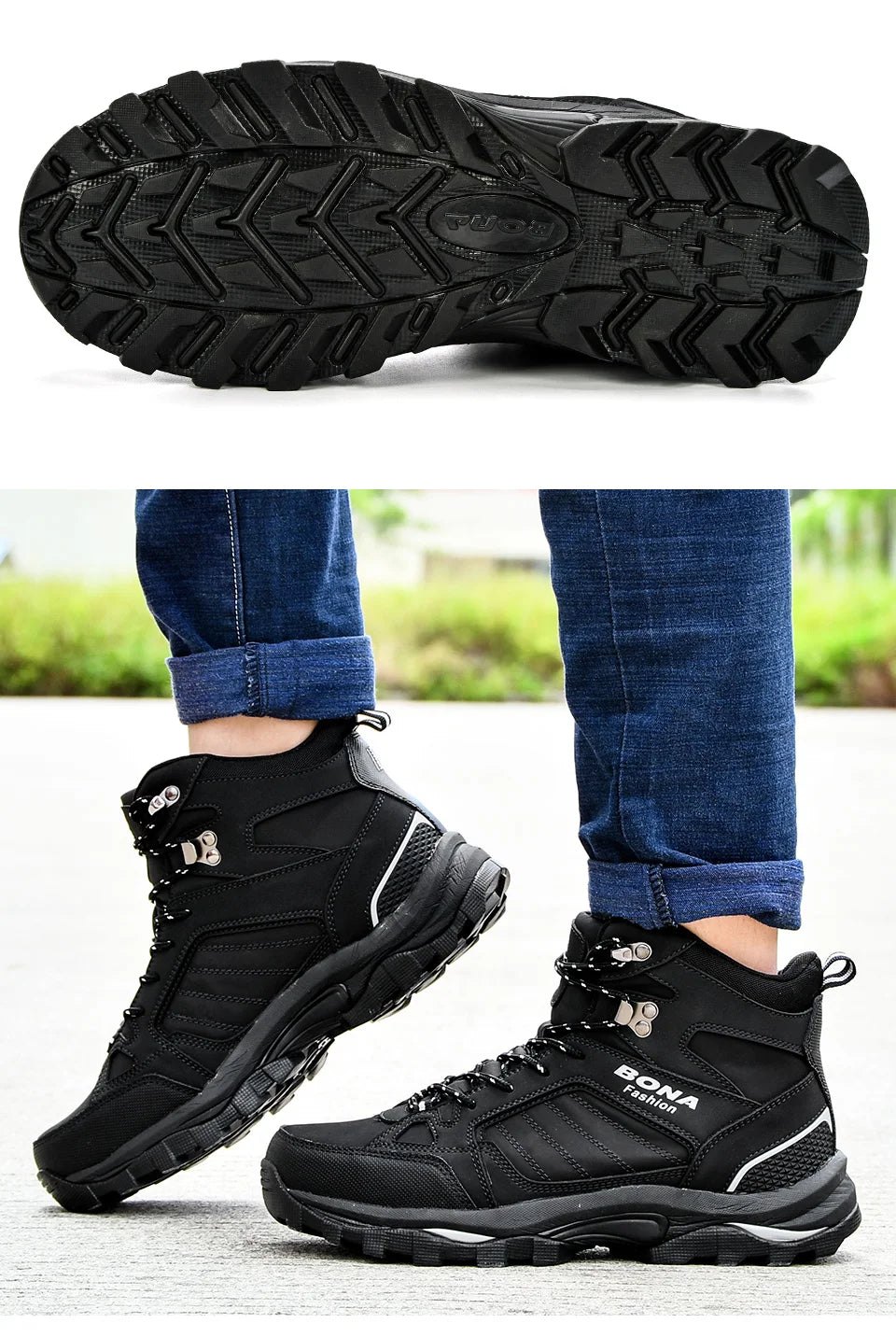 BONA Men Boots Anti-Skidding Leather Shoes , Snow Boots