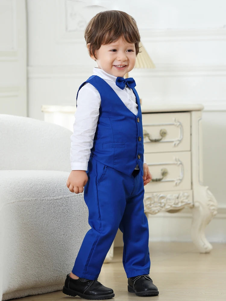 Boy's Gentleman  Vest Bowtie Shirt Pants Kid Costume