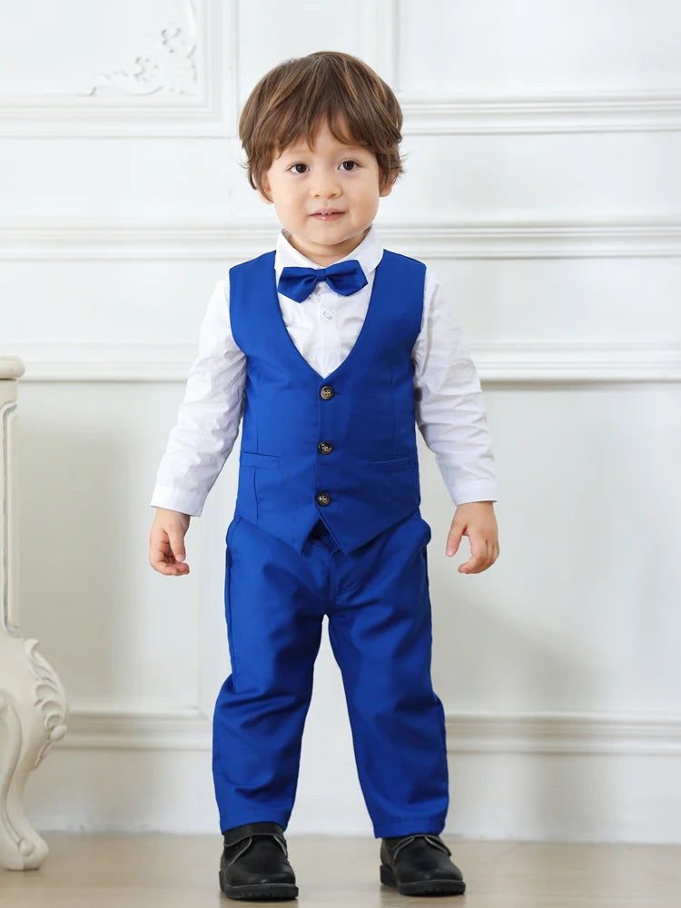 Boy's Gentleman  Vest Bowtie Shirt Pants Kid Costume