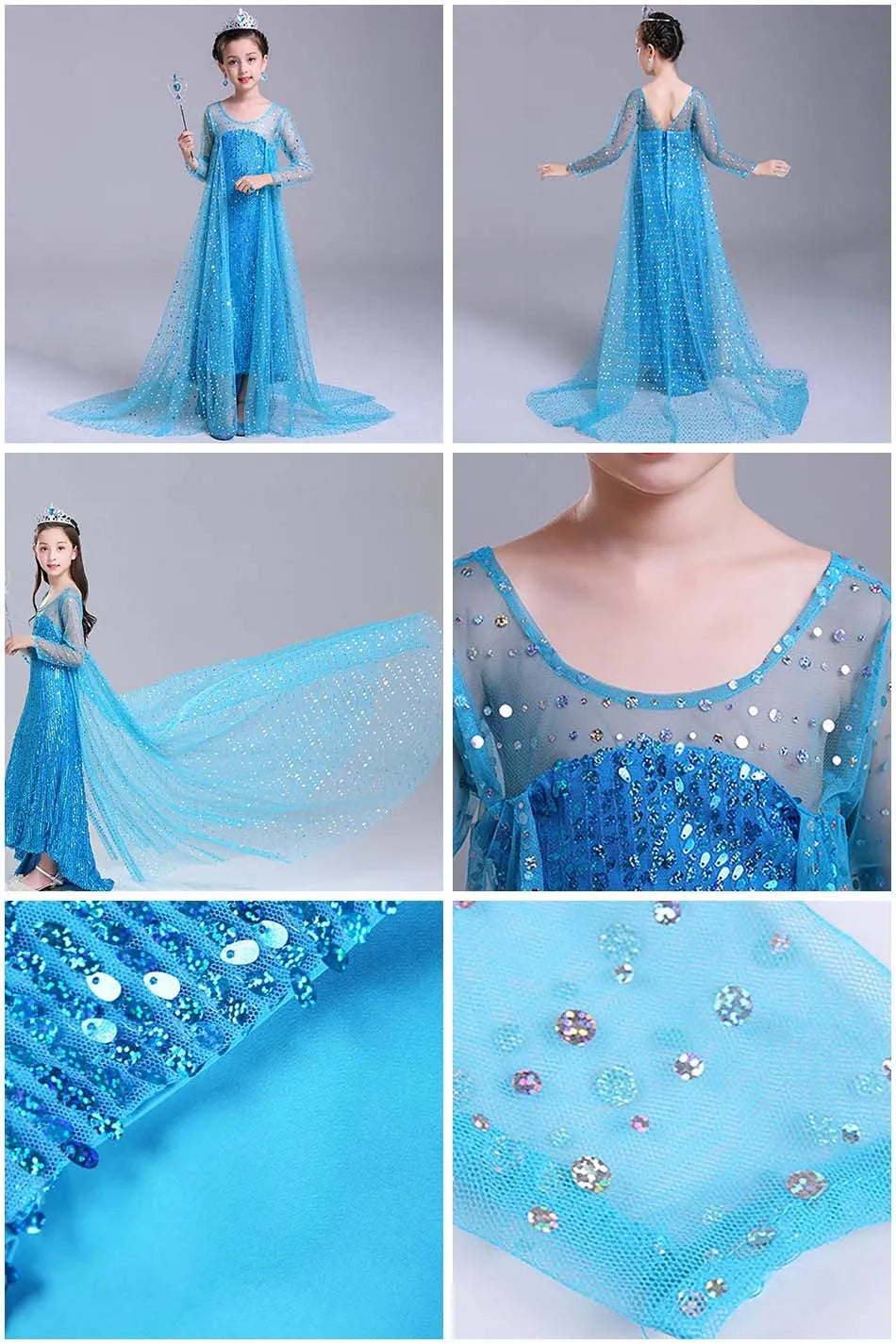 Anna Elsa Dress Kids Cosplay Costume