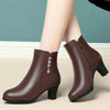 Leather thick-heeled boots