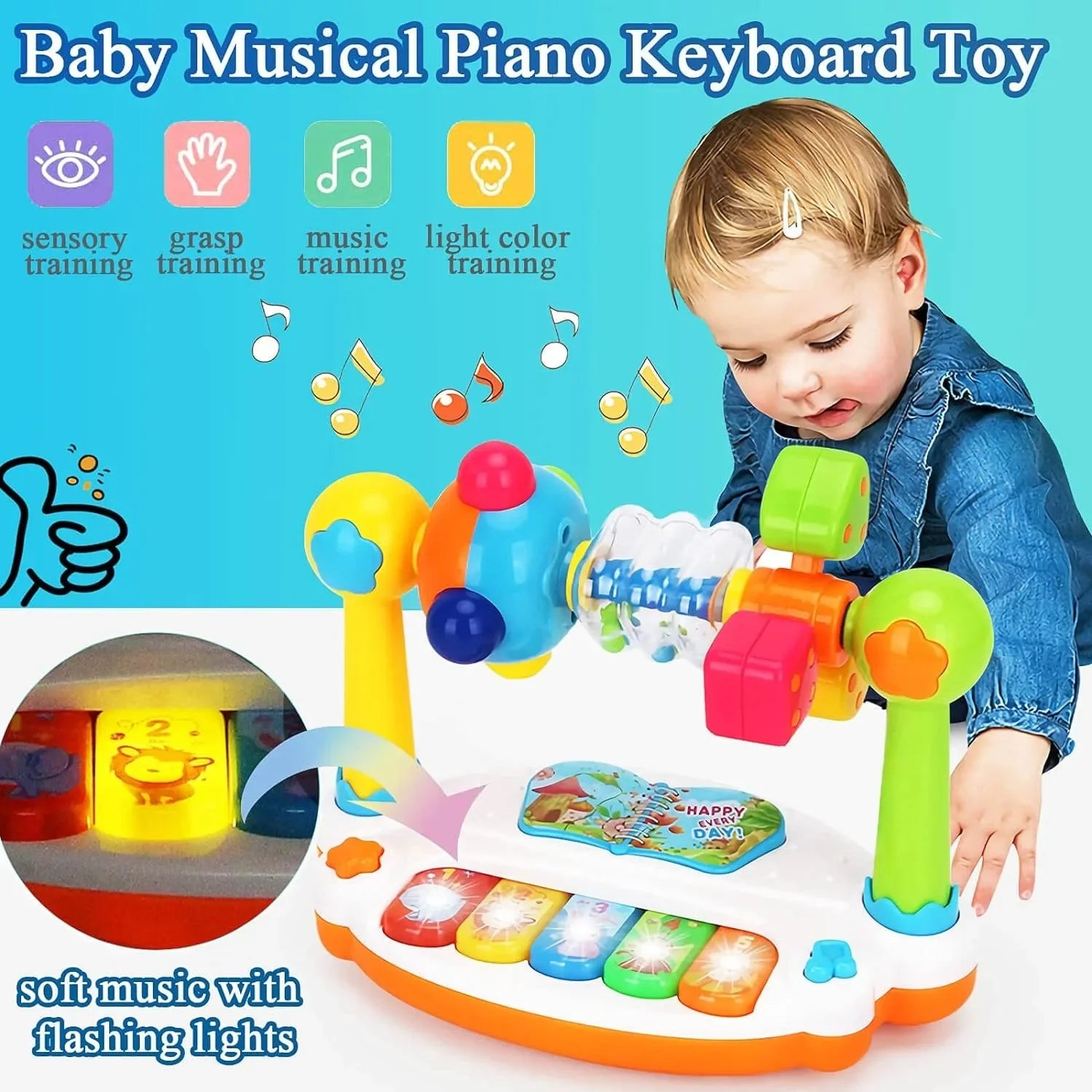 Baby Piano Toys Kids,  Rotating Music Piano Keyboard ,