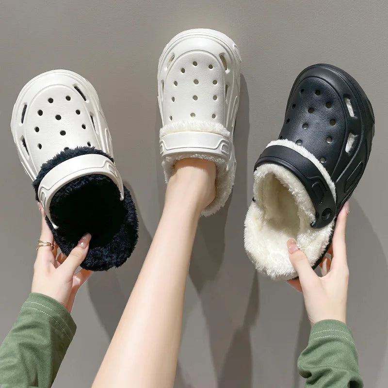 Thick-soled hole shoes winter