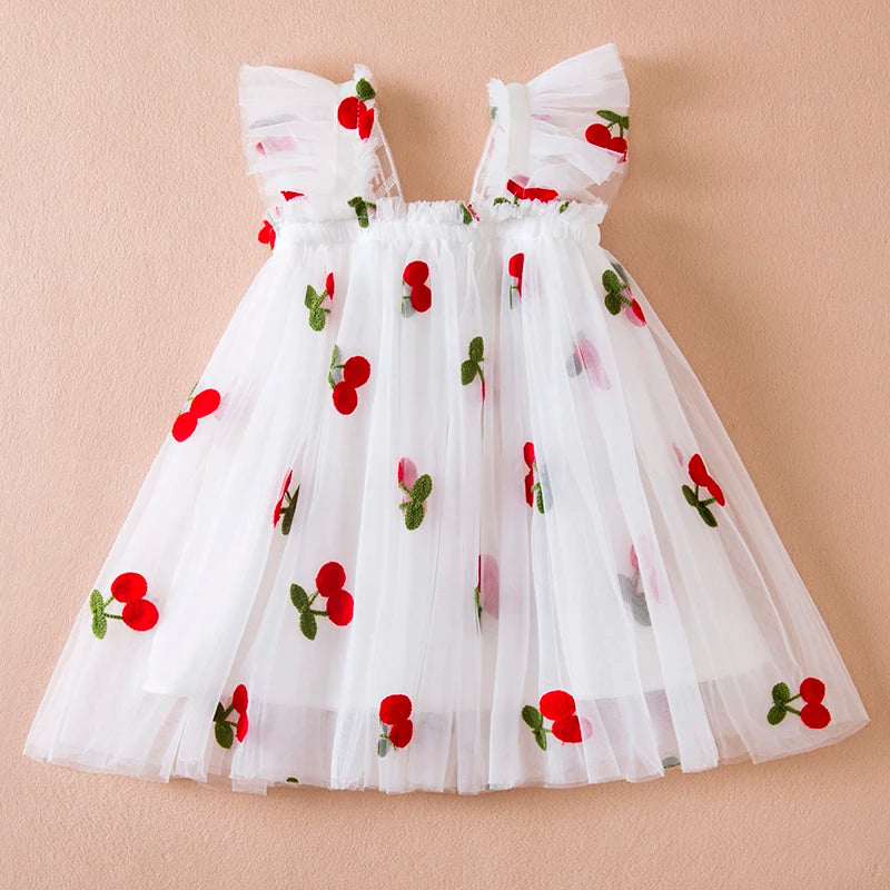 Strawberry Embroidery Mesh Princess Dress