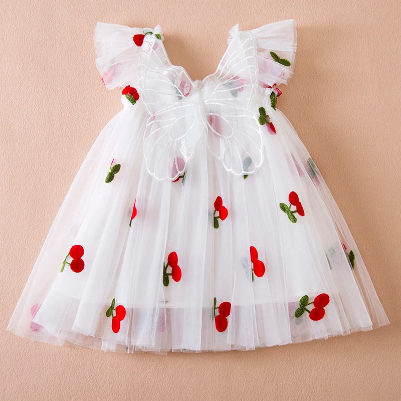 Strawberry Embroidery Mesh Princess Dress