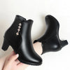 Leather thick-heeled boots