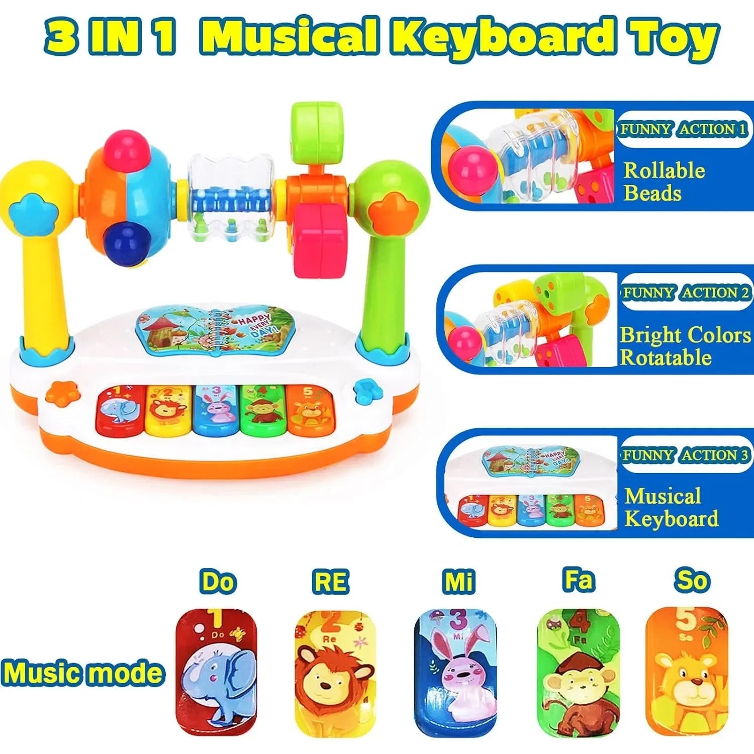 Baby Piano Toys Kids,  Rotating Music Piano Keyboard ,