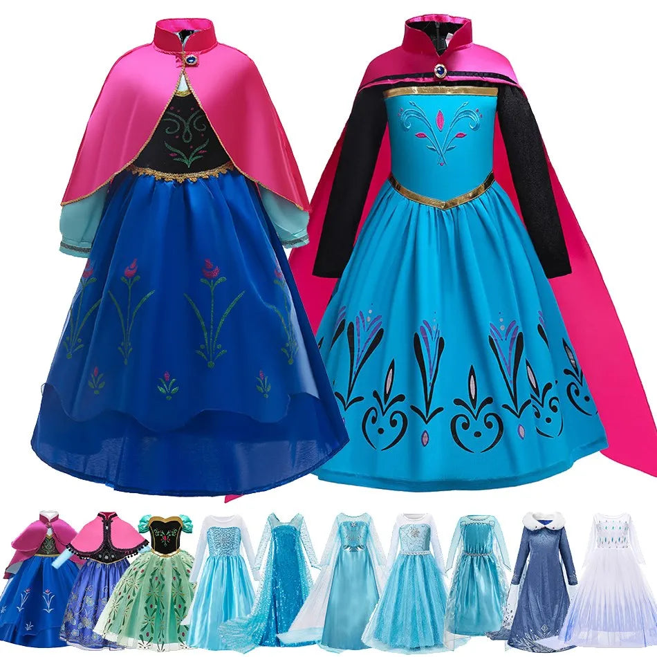 Anna Elsa Dress Kids Cosplay Costume