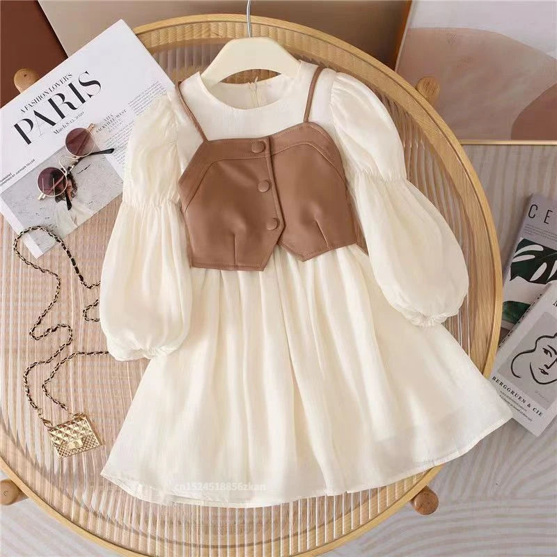 Baby Suits Girl Vest + Long Sleeve Dresses