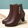 Leather thick-heeled boots