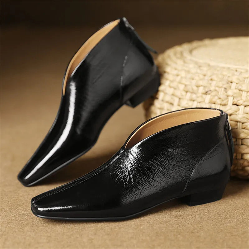 Leather Toe Ankle Boots for Women